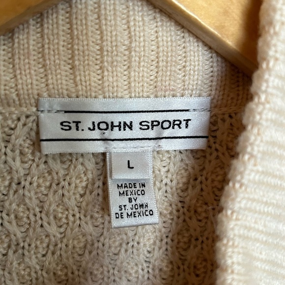 St. John Sport Wool Cashmere Silk Blend Knit Buttoned Sweater Jacket Size Large - Picture 3 of 7